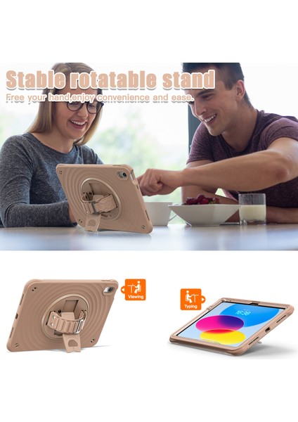 iPad 10.9(2022) Kılıf Kickstand Tpu+Pc+Silikon Tablet Kılıfı-Latte Rengi (Yurt Dışından)