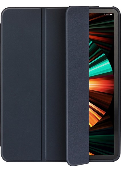 Üç Katlı Yumuşak Silikon + Tpu Stand Akıllı Otomatik Uyku/uyandırma Kapağı, iPad Pro 11(2022)/(2021)/(2020)/(2018)-KOYU Kalem Tutuculu (Yurt Dışından)