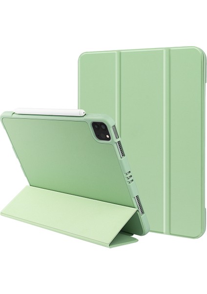 Üç Katlı Yumuşak Silikon + Tpu Stand Akıllı Otomatik Uyku/uyandırma Kapağı, iPad Pro 11(2022)/(2021)/(2020)/(2018) Kalem Tutuculu - (Yurt Dışından)