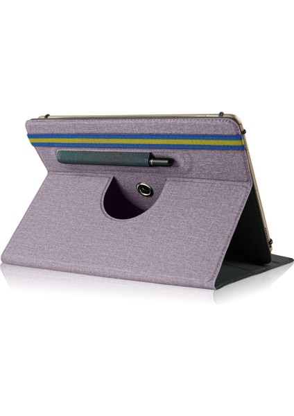 Evrensel Tablet Kılıfı 9-11 Inç Pu Deri+Kumaş 360 Derece Dönebn Folyo Stand Koruyucu Kapak- (Yurt Dışından)