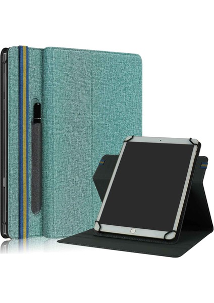 Evrensel Tablet Kılıfı 9-11 Inç Pu Deri+Kumaş 360 Derece Dönebn Folyo Stand Koruyucu Kapak- (Yurt Dışından)
