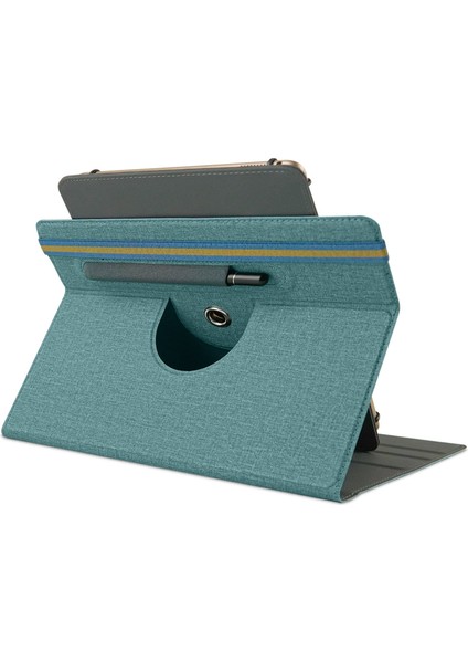 Evrensel Tablet Kılıfı 9-11 Inç Pu Deri+Kumaş 360 Derece Dönebn Folyo Stand Koruyucu Kapak- (Yurt Dışından)