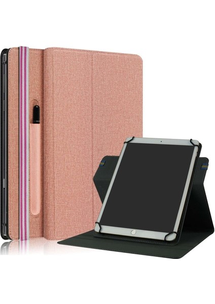 Evrensel Tablet Kılıfı 9-11 Inç Pu Deri + Kumaş 360 Derece Dönebn Folyo Standı Koruyucu Kapak- Altın (Yurt Dışından)