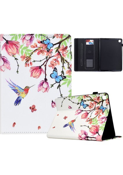 iPad 10.2(2020)/(2019)/IPAD Air 10.5 INÇ(2019)/IPAD Pro 10.5-INÇ(2017) Kılıf Desenli Baskı Tablet Kapağı-Çiçekler ve Kuşlar (Yurt Dışından)