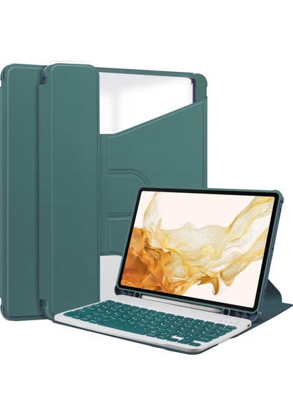 Samsung Galaxy Tab S10 Plus Kılıf 360° Döner Stand Pu Deri+Akrilik Tablet Kılıfı (Klavyesiz)-Imsı (Yurt Dışından)