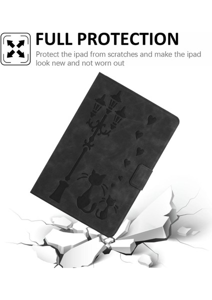 iPad Pro 11(2024) Kılıf Çift Kedi Baskılı Mikrofiber Deri Akıllı Tablet Kılıfı- (Yurt Dışından)