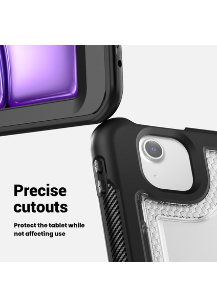 iPad Air 13(2024) Kılıf Döner Kickstand Pc+Tpu Darbeye Dayanıklı Tablet Kapağı-Şeffaf (Yurt Dışından)