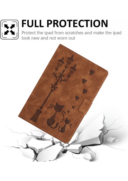 iPad Pro 11(2024) Kılıf Çift Kedi Baskılı Mikrofiber Deri Akıllı Tablet Kılıfı- (Yurt Dışından)