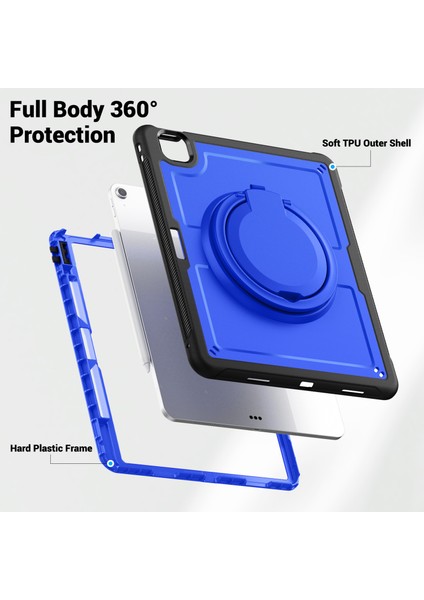 iPad Air 13(2024) Kılıf Döner Kickstand Pc+Tpu Darbeye Dayanıklı Tablet Kılıfı-Koyu (Yurt Dışından) fırsatları