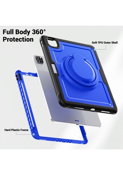 iPad Pro 11(2022)/(2021)/(2020)/(2018)/IPAD AIR(2022)/(2020)CASE Kickstand Pc+Tpu Tablet Kılıfı-Koyu (Yurt Dışından)