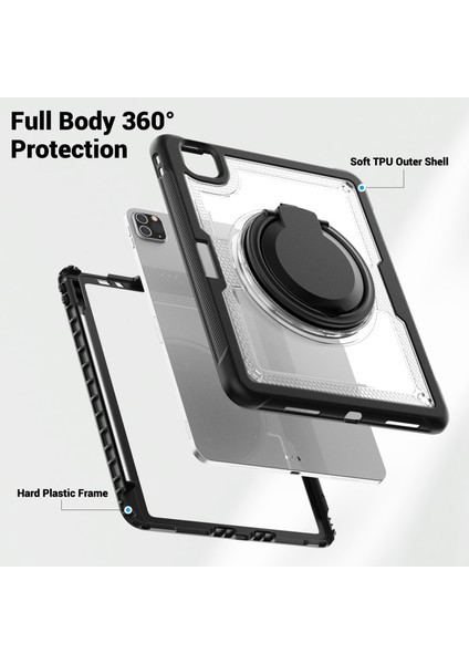 iPad Pro 11(2022)/(2021)/(2020)/(2018)/IPAD AIR(2022)/(2020)CASE Kickstand Pc+Tpu Tablet Kapağı-Şeffaf (Yurt Dışından)