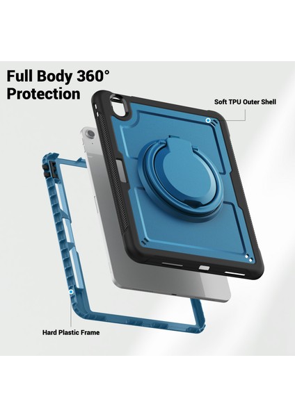 iPad Air 11(2024) Kılıf Döner Kickstand Pc+Tpu Darbeye Dayanıklı Tablet Kılıfı-Lacivert (Yurt Dışından) modelleri