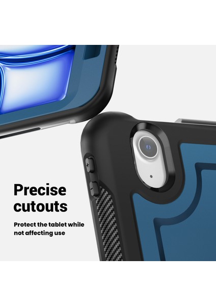 iPad Air 11(2024) Kılıf Döner Kickstand Pc+Tpu Darbeye Dayanıklı Tablet Kılıfı-Lacivert (Yurt Dışından) fırsatları