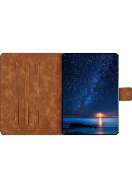 Samsung Galaxy Tab A9+ SM-X210/X216/X218 Kılıf Çift Kedi Baskılı Mikrofiber Deri Akıllı Tablet Kapak- (Yurt Dışından)