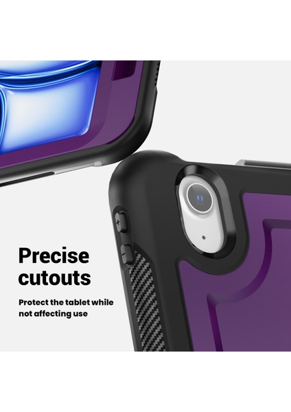 iPad Air 11(2024) Kılıf Döner Kickstand Pc+Tpu Darbeye Dayanıklı Tablet Kapağı- (Yurt Dışından)