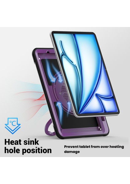 iPad Air 11(2024) Kılıf Döner Kickstand Pc+Tpu Darbeye Dayanıklı Tablet Kapağı- (Yurt Dışından)