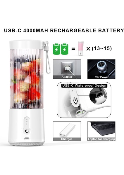 450 ml Şarj Edilebilir Mikserler Meyve Sıkacakları Mikser 6 Bıçaklı Taşınabilir Elektrikli Sıkacakları Makinesi Meyve Blender Meyve Sıkacakları-B (Yurt Dışından)