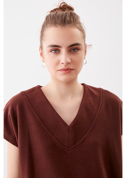 V Yaka Düşük Kol Örme Sweat modelleri