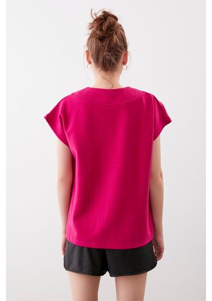 V Yaka Düşük Kol Örme Sweat indirimleri