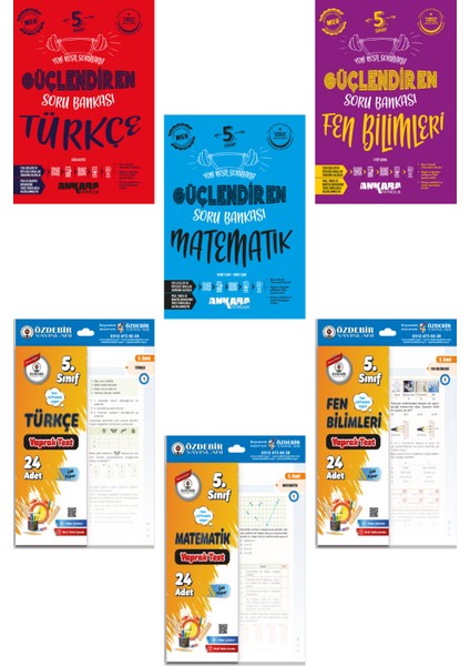 5. Sınıf Güçlendiren Soru Bankası ve Yaprak Test Türkçe - Matematik - Fen 6 Kitap