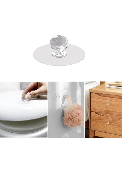Kendinden Yapışkanlı Kristal Topuzlu Çekmece Raf Dolap Pencere Vb İçin Tutacak Kulp- AL4760 1 Adet