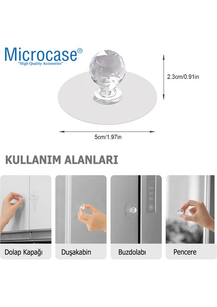 Kendinden Yapışkanlı Kristal Topuzlu Çekmece Raf Dolap Pencere Vb İçin Tutacak Kulp- AL4760 1 Adet
