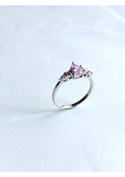 Gümüş Özelpembe Tek Taş Çiçek Tasarım Kadın Yüzük Öğretmenler Günü Hediye No 16 modelleri