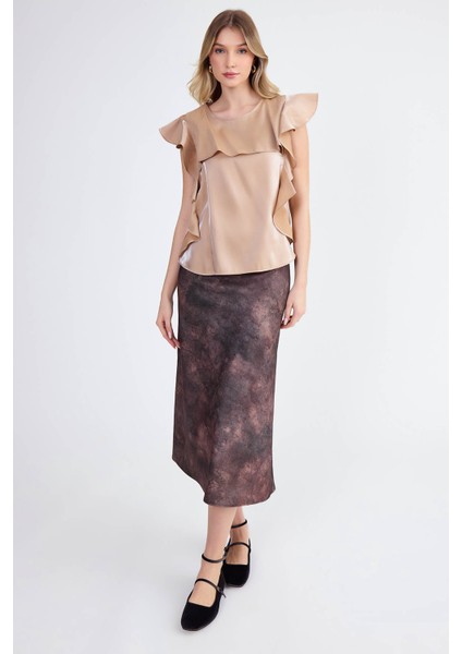 Kolları Fırfırlı Parlak Bluz fiyatları