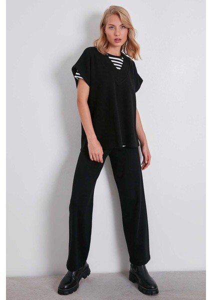 V Yaka Düşük Kol Örme Sweat modelleri