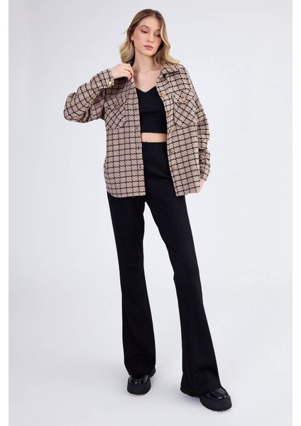 Kapak Cepli Desenli Oversize Gömlek fiyatları