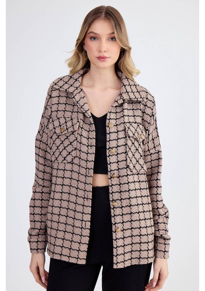 Kapak Cepli Desenli Oversize Gömlek fırsatları