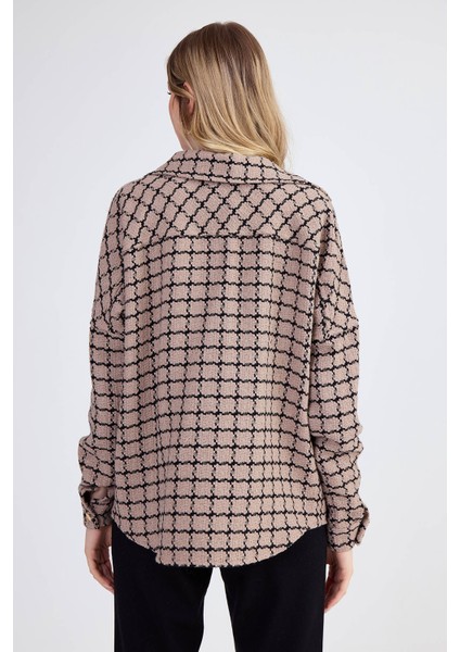 Kapak Cepli Desenli Oversize Gömlek indirimleri