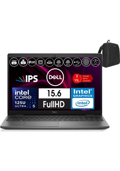 Latitude 3550 Intel Core Ultra 5 125U 48GB Ddr5 4tb SSD 15.6" Fhd IPS Freedos Taşınabilir Bilgisayar WXCTO3550125_VP15+ZETTAÇANTA