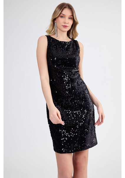 Sıfır Kol Pul Payet Elbise modelleri