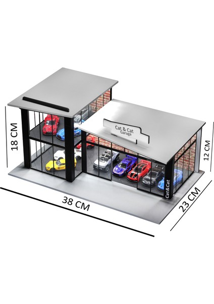 Hot Wheels Matchbox 2 Katlı Ahşap Oyuncak Oto Garaj Galeri Diorama