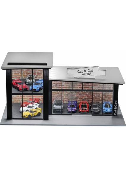 Hot Wheels Matchbox 2 Katlı Ahşap Oyuncak Oto Garaj Galeri Diorama