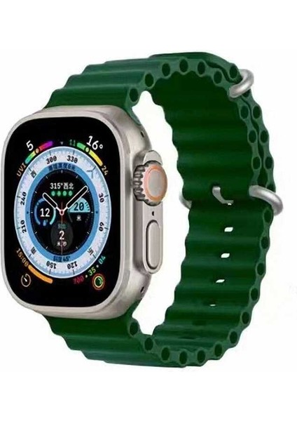 Apple Watch 8 41MM Uyumlu Ocean Silikon Kordon- Koyu Yeşil