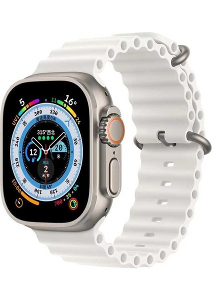 Apple Watch 8 41MM Uyumlu Ocean Silikon Kordon- Beyaz