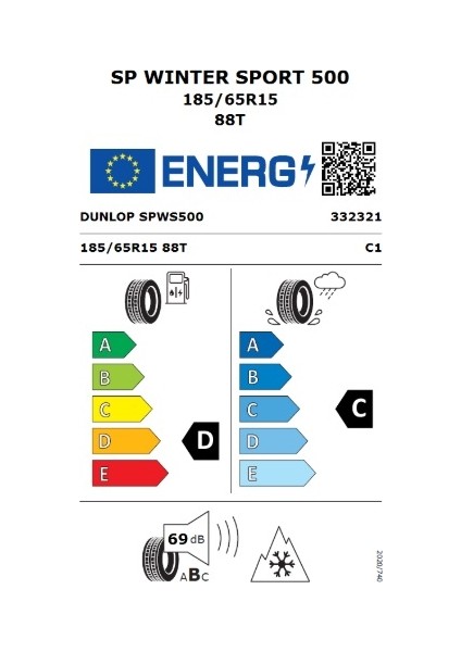 185/65 R15 88T Sp Winter Sport 500 Kış Lastiği ( Üretim Yılı: 2024 )