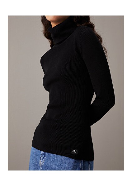 Woven Label Roll Neck Sweater modelleri