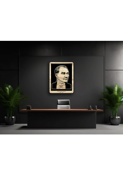 Ahşap Kazıma Atatürk Portresi Duvar Tablosu, Lazer İşleme Ahşap Atatürk Tablosu fiyatları