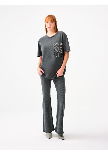 Long Flare Slim Fit Kadın Pantolon