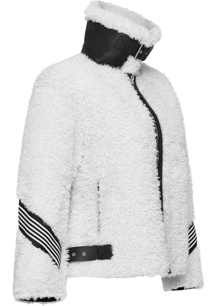 Meribel Kadın Beyaz Peluş Deri Ceket 24WGD5205FF