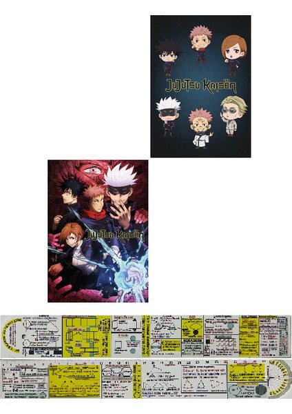 Jujutsu Kaisen Bloknot + Not Defteri Orijinal Gerekli Şeyler 2'li Set + Mat. Öğreten Cetvel