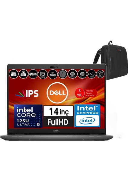 Latitude 3450 Intel Core Ultra 5 125U 16GB Ddr5 2tb SSD 14" Fhd IPS WINDOWS11PRO Taşınabilir Bilgisayar WXCTO3450125_VP29+ZETTAÇANTA