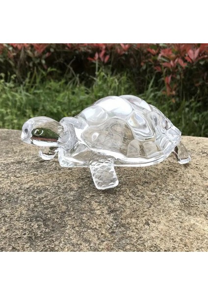 Beyaz cam kaplumbağa dekoratif figür, 9x13 cm, şık ve zarif detaylar fırsatları