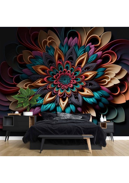 3 Boyutlu Rengarenk Çiçek Desenli Duvar Kağıdı fiyatları