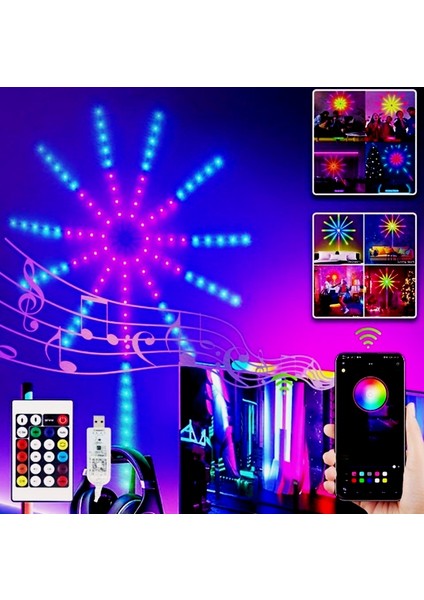 Kumandalı Gökkuşağı Işıkları LED Şerit Rgb Akıllı Dans Işıkları Müzik Parti Ritmi Renkli Işıklar