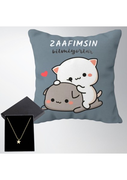 Zaafımsın Bilmiyorlar Puf Yastık & Yıldız Kolye Hediye
