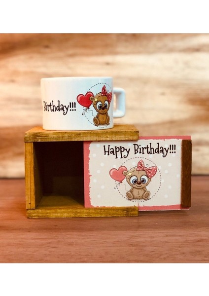 Happy Birthday Sevimli Ayıcık Kutulu Kupa Doğum Günü Hediyesi